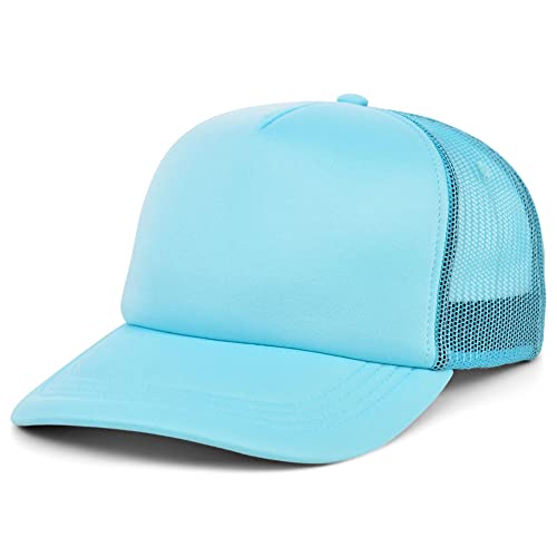 Lids Blank Basic Foam Trucker Adjustable Snapback Hat - color: Turqouise/Turqouise