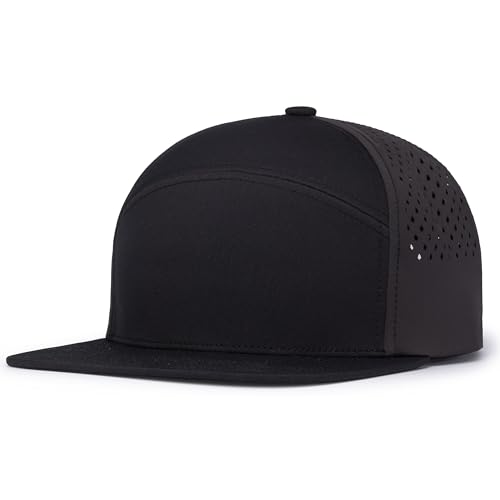 Pacific Headwear Perforated 6-Panel Arch Cap - color: Black/Charcoal/Black