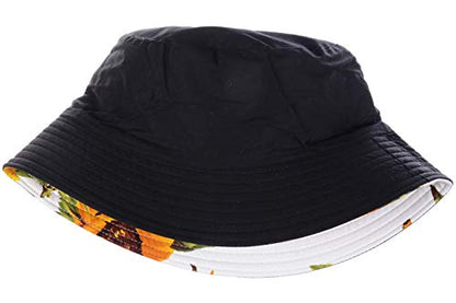 BYOS Unisex Trendy Reversible Lightweight Printed Bucket Hat Packable Outdoor - color: Hearty Sunflower