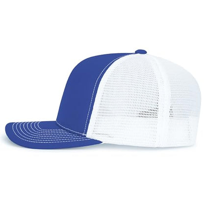 Pacific Headwear Contrast Stitch Trucker Pacflex Snapback Cap - color: Royal/White/Royal