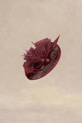 BABEYOND Fascinators Hats for Women Tea Party Pillbox Sinamay Derby Hat - color: Burgundy