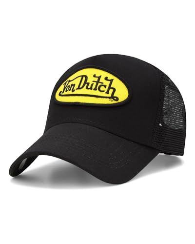 Von Dutch Unisex Trucker Hat - Retro Classic Solid Color Mesh Back Snapback Baseball Cap for Men & Women. - color: Black
