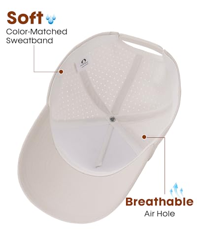 FURTALK Quick Dry Trucker Hat Breathable Laser Cut Mesh-Back Baseball Cap - color: Off-white