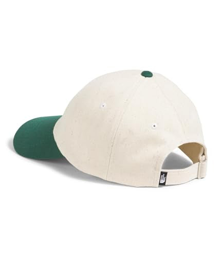 The North Face Norm Baseball Hat | Shallow Fit Ball Cap with Embroidered Logo, Adjustable Strap Closure & Silver Buckle - color: Hunter Green/White Dune