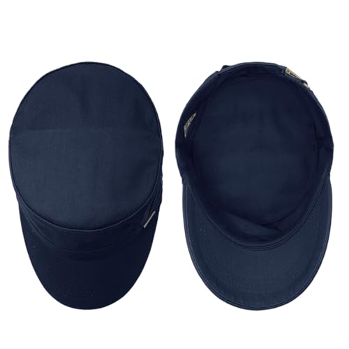Men's Military Cadet Hat Flat Top Newsboy Cap - color: Navy
