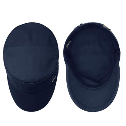 Men's Military Cadet Hat Flat Top Newsboy Cap - color: Navy
