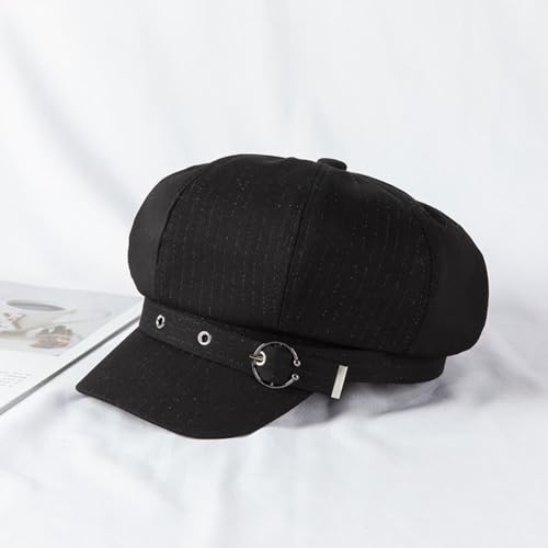 Newsboy Caps for Women Classic Beret Hats Autumn Winter Cap - color: C-black