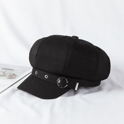 Newsboy Caps for Women Classic Beret Hats Autumn Winter Cap - color: C-black