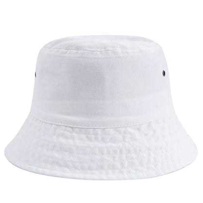 Everyday Bucket Hat – Unisex Lightweight Trendy Cotton Hot Summer Fun Outdoor Vacation Boonie for Men and Women Denim - color: White