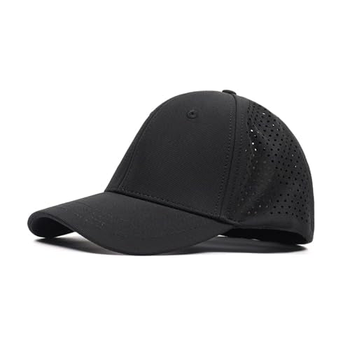 6 Panel Stretch Full Closed Baseball Caps Men's Blank Fitted Cap Curved Brim Elastic Closed Back Hat Q2426 - color: Black Mesh