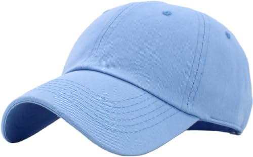 KBETHOS Classic Unisex Cotton Adjustable Low Crown Baseball Cap – Plain Dad Hat - color: Sky Blue (1 Pack)
