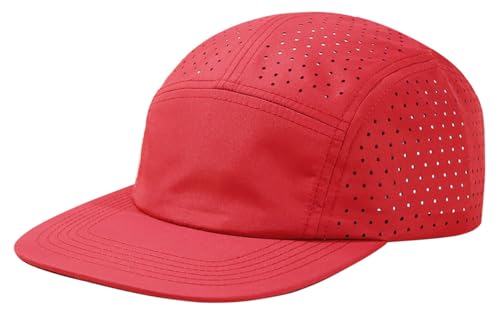 COOLSOME Five Panels Hat Basic Daily Wear Breathable Mesh Airy Quick Dry Cap - color: Laser Mesh|red M 56-60cm
