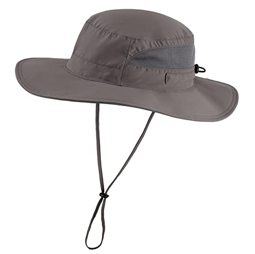 Connectyle Women's UPF 50+ Sun Hat UV Protection Wide Brim Bucket Hat Summer Beach Hats Fishing Hiking Outdoor Safari Hats - color: Dark Grey