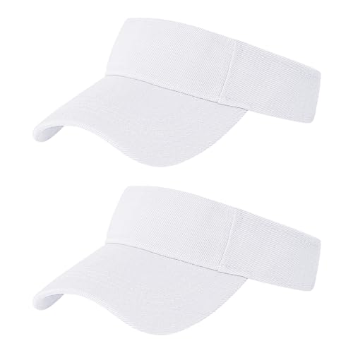 Rbenxia 2 Pieces of Adjustable Sport Visors Sun Visor Hats Cap Visors for Women and Men - color: White