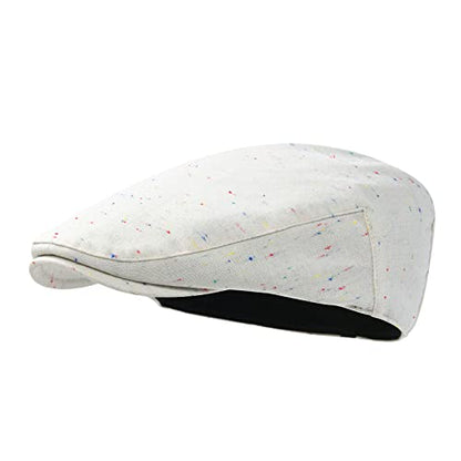 STARANCE Men Thin Cotton Gatsby Newsboy Cap - color: Flecked Beige, size: 7 3/4