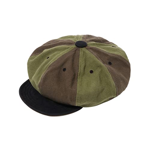 Croogo 8 Panel Newsboy Cap for Men Women, Cotton Flat Cap Vintage Style - color: Wbl1-greenbrown