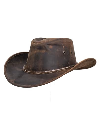 Outback Trading Unisex 13017 Pardoner UPF 50 UV Protection Moisture-Wicking Western Outdoor Premium Leather Hat - size: Large