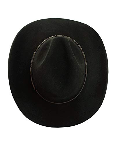 NYFASHION101 Men's Crushable Designed Band Large Brim Wool Outback Fedora Hat - size: Medium