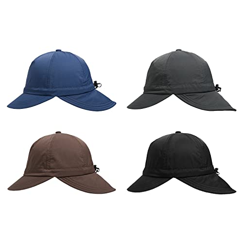 CLAPE Baseball Cap Style Fishing Safari Cap for Outdoor Hiking Camping Sun Protection Short Brim Sun Hat with Neck Flap - color: Wb-yf-coffee