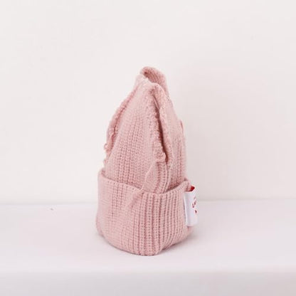 Knitted Beanie Hat Cute Rabbit Long Ears Fun Caps Fluffy Winter Warm Knitted Rabbit Hats Outdoor Slotty Cap - color: Biuez