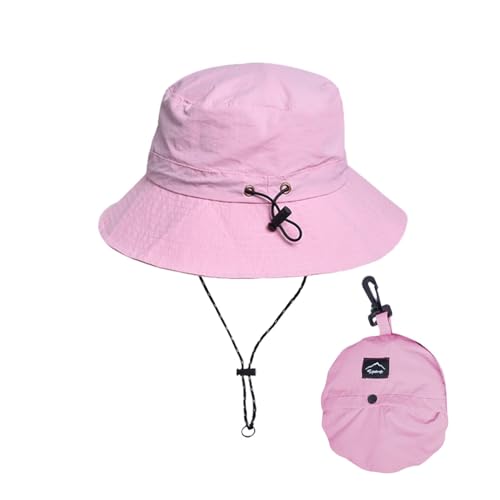 Honnesserry Bucket Hats for Woman Men Outdoor UV Sun Protection Hat Nylon - color: Pink