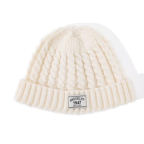 Soft Winter Knitted Hat Skull Cap Sailor Caps Cuff Beanie Cold Weather Brimless Knit Hats Warm Ski Hat Landlord Hats - color: Mg-zzm25101-beige