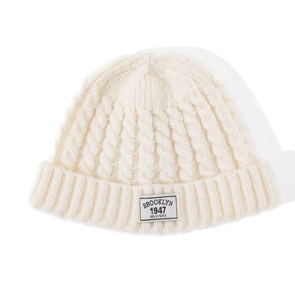 Soft Winter Knitted Hat Skull Cap Sailor Caps Cuff Beanie Cold Weather Brimless Knit Hats Warm Ski Hat Landlord Hats - color: Mg-zzm25101-beige