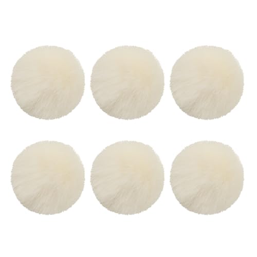 PATIKIL Faux Fur Pom Poms for Hats, 6 Pcs Fluffy Soft Fur Poms Balls with Elastic Loop for Keychain Knitting Hats DIY Scarves Gloves Bag Christmas, Beige White - color: Beige White