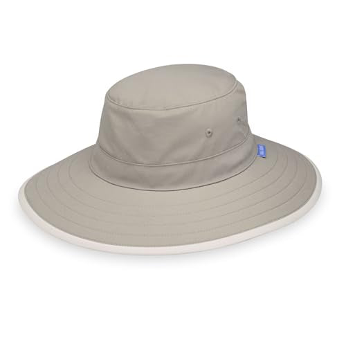 Wallaroo Hat Company Women's Sanitas Ponytail Sun Hat – UPF 50+, Packable Bucket Hat, Chin Strap, Adjustable - color: Stone/Natural