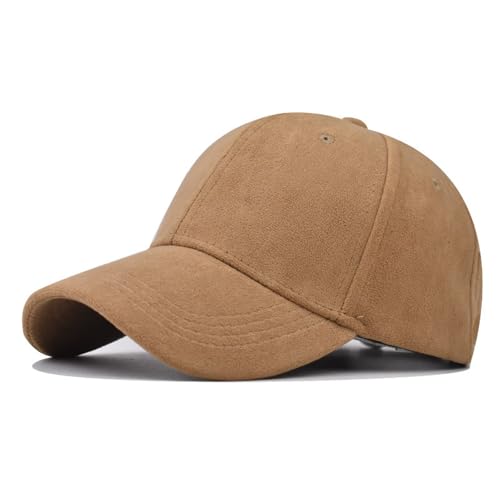 TOPTIE Suede Baseball Cap Hat, Adjustable 6 Panel Structured - color: Khaki
