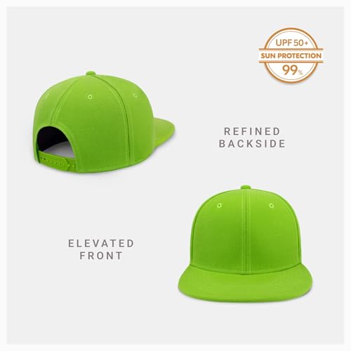 CHOK.LIDS Classic Snapback Flat Bill Hat Blank Adjustable Baseball Cap - color: Lime
