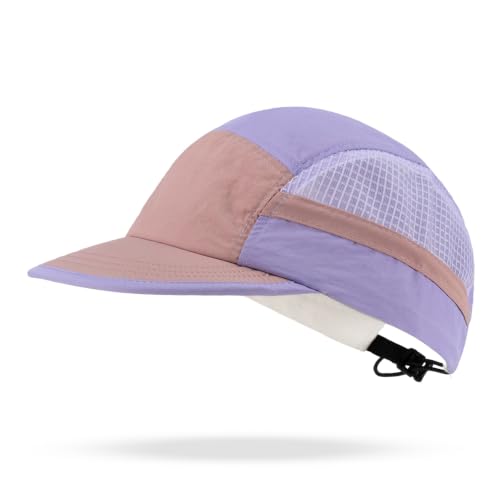Croogo Short Brim 5 Panel Baseball Cap Mesh Quick Drying Sports Hat for Men - color: Lavender