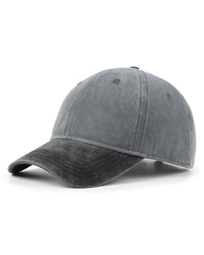 Zylioo XXL Baseball Cap for Big Heads Men Women, Washed Denim Dad Hat - color: Gray-black, size: X-Large-XX-Large