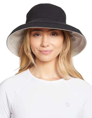 Solbari Women's Holiday Sun Hat UPF 50+ - color: Black/Beige, size: Small-Medium