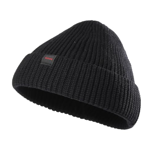 Fisherman Beanie Hats for Men Women,Knit Trawler Skull Cap,Watch Cap,Spring Fall Winter Warm Short Hats - color: (Thick Stretchy)-black-m