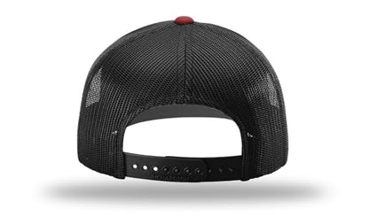 Richardson 112 Trucker Hat - Premium Blank Baseball Cap, Adjustable Snapback Hat - Structured Six Panel Richardson Blank Hats - color: Cardinal/Black