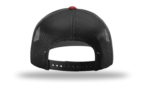 Richardson 112 Trucker Hat - Premium Blank Baseball Cap, Adjustable Snapback Hat - Structured Six Panel Richardson Blank Hats - color: Cardinal/Black