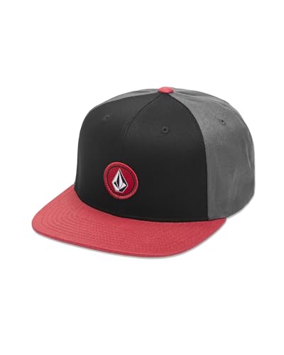Volcom Men's Quarter Twill Snapback Hat – 6-Panel Adjustable Cap with Stone Logo Patch - color: Chili Red