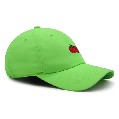 JPAK Two Tomatoes Premium Dad Hat Embroidered Cotton Baseball Cap Vegetables Embroidery - color: Neon Green