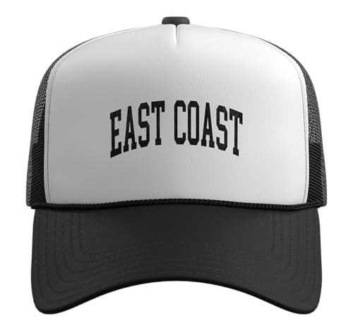 East Coast Vintage Style Trucker Hat with Adjustable Mesh Back - color: Black/White