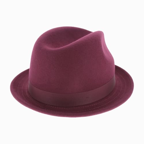 Hats in the Belfry Paine Stingy Brim Fedora - color: Burgundy, size: Small
