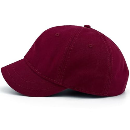 Loneshark Short Brim Baseball Cap for Running Small Bill Umpire Hat - color: Claret