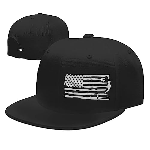 American Flag Hat Mens Snapback Hats for Men Black Flat Bill Brim Hat