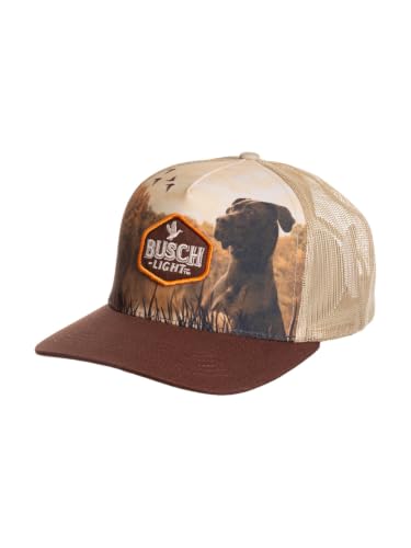Calhoun Men’s Busch Light Adjustable Mesh Trucker Hat - color: Tan