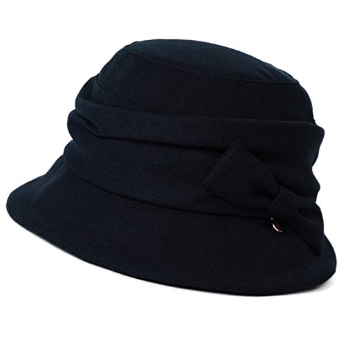 Comhats Womens 1920s Vintage Cloche Bucket Hat,Packable,Floppy,Winter,Party - color: Navy, size: Medium