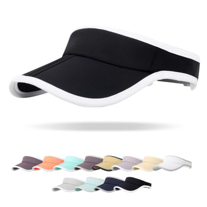 Sun Visor Caps Foldable Brim Adjustable Visor Hats for Women Men - color: Black