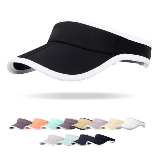 Sun Visor Caps Foldable Brim Adjustable Visor Hats for Women Men - color: Black