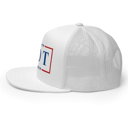 NX FDT Embroidered Flat Bill Trucker Hat High Crown Adjustable FDT Hat - color: White