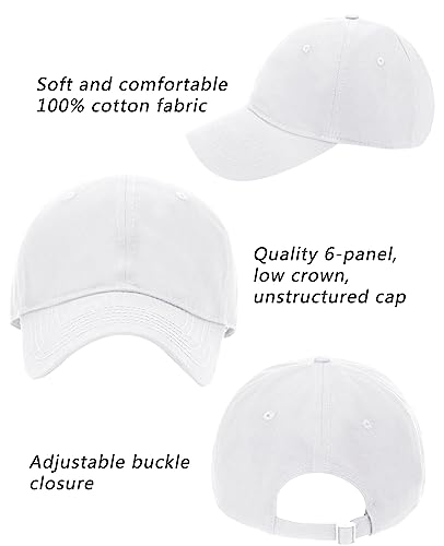 Oversize XXL Baseball Cap for Big Heads 23.6"-25.6", Extra Large Cotton Baseball Hat, Plus Size Unstructured Dad Hats - color: Cotton - White