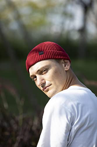 Fisherman Beanie Hats for Men Women,Knit Trawler Skull Cap,Watch Cap,Spring Fall Winter Warm Short Hats - color: (Cotton)-winery-m
